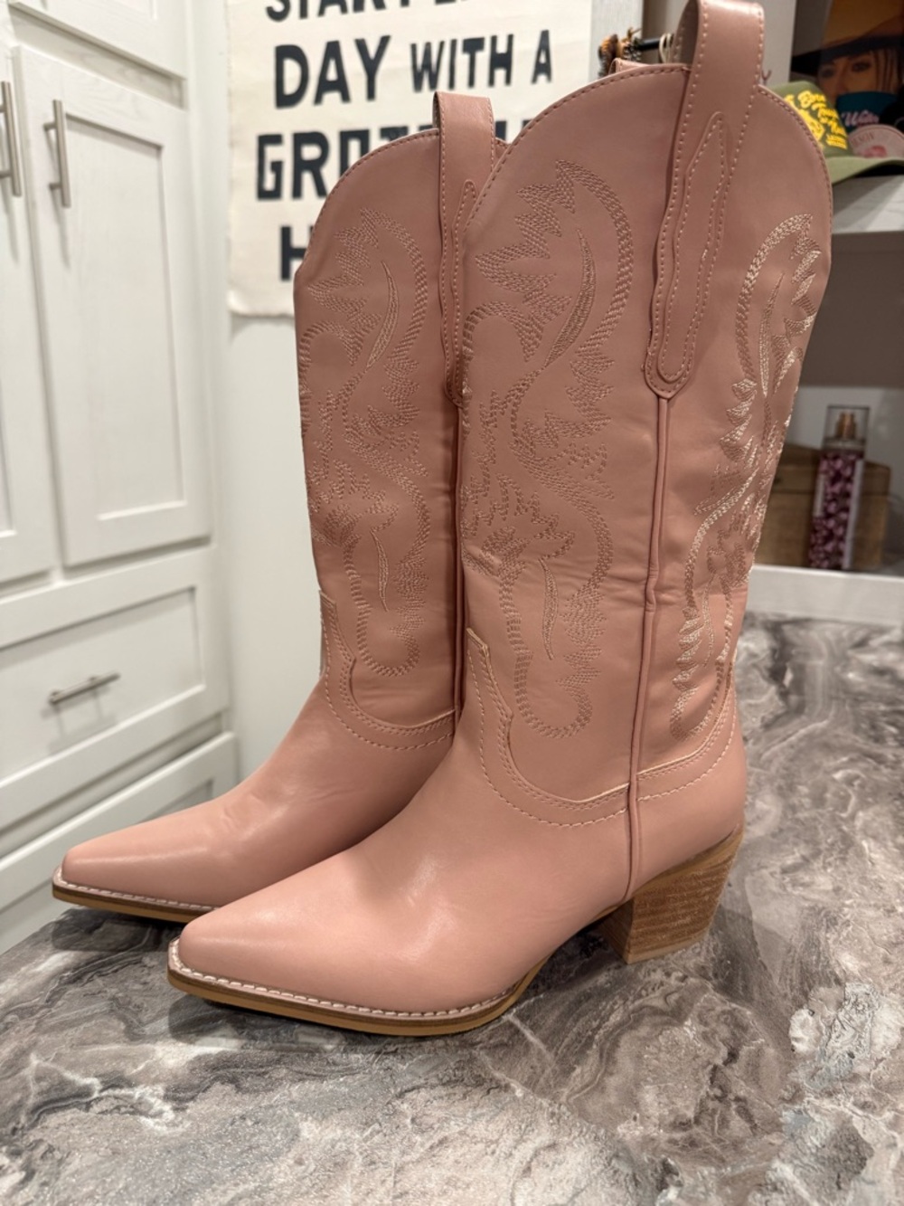 Classic Women's Blush Pink Western Cowboy Boots
